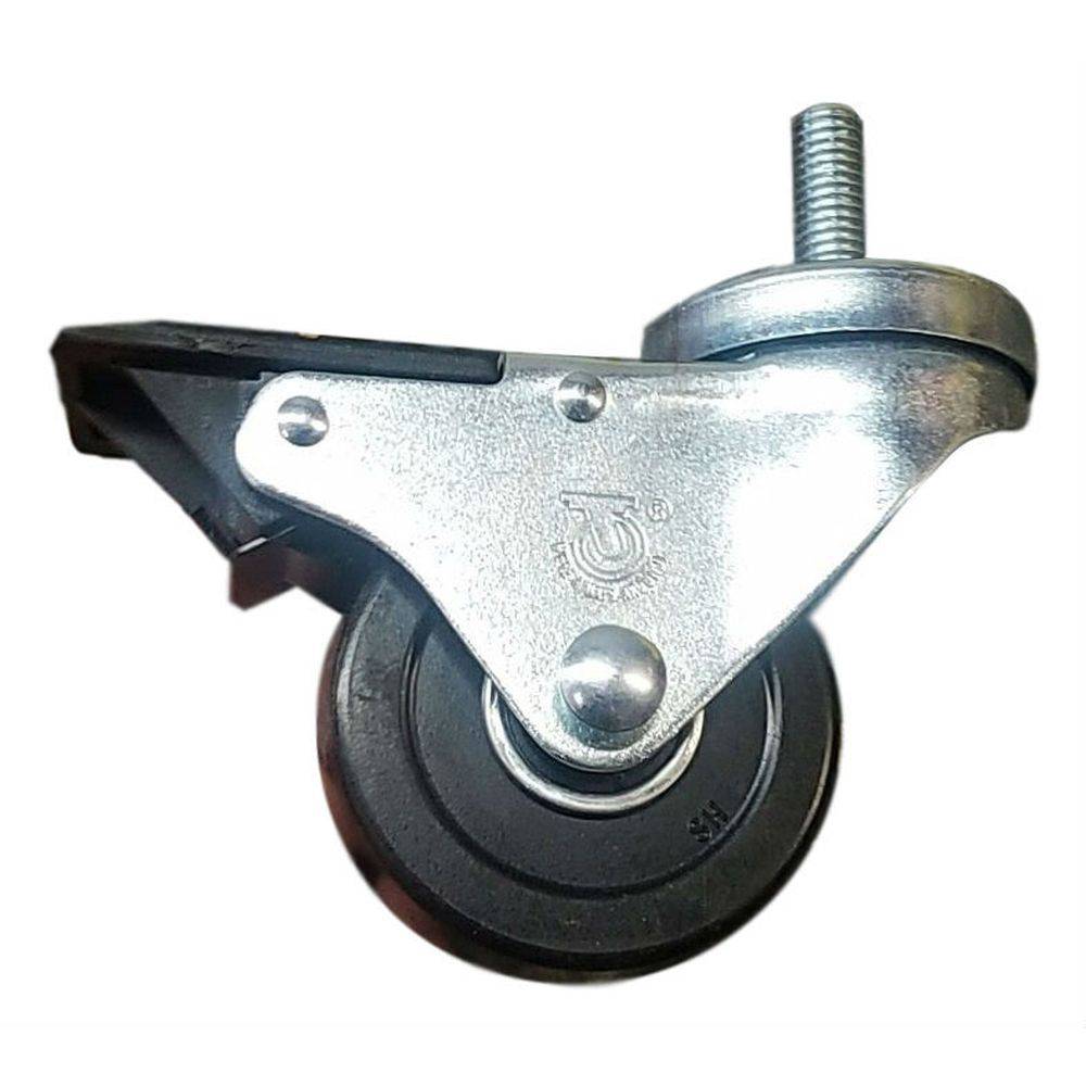 4" x 1-1/4" Hard Rubber Threaded Swivel Stem Caster, Total Lock, 350 lb. Cap. - Durable Superior Casters