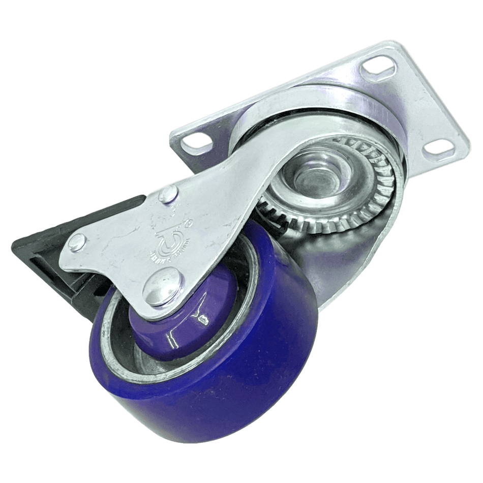3" x 1-1/4" Polyon Aluminum Wheel Swivel Caster, Total Lock Brake - Durable Superior Casters - product view 2