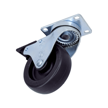 4" x 1-1/4" Polyolefin Wheel Swivel Caster w/ Total Lock Brake - 350 lbs. Cap. - Durable Superior Casters