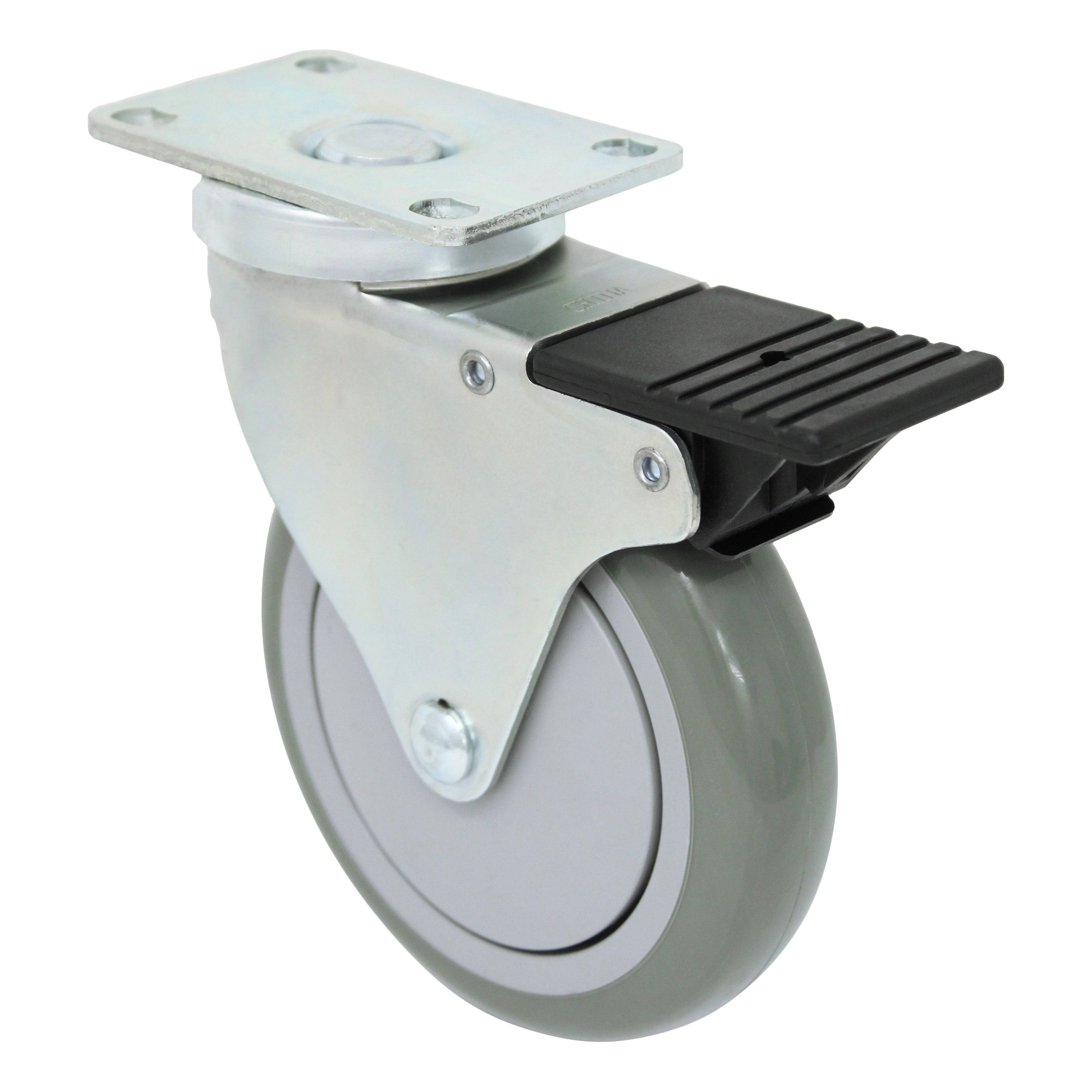 5" x 1-1/4" Poly-Pro Wheel Swivel Caster w/ Total Lock Brake - 350 lbs. Cap. - Durable Superior Casters