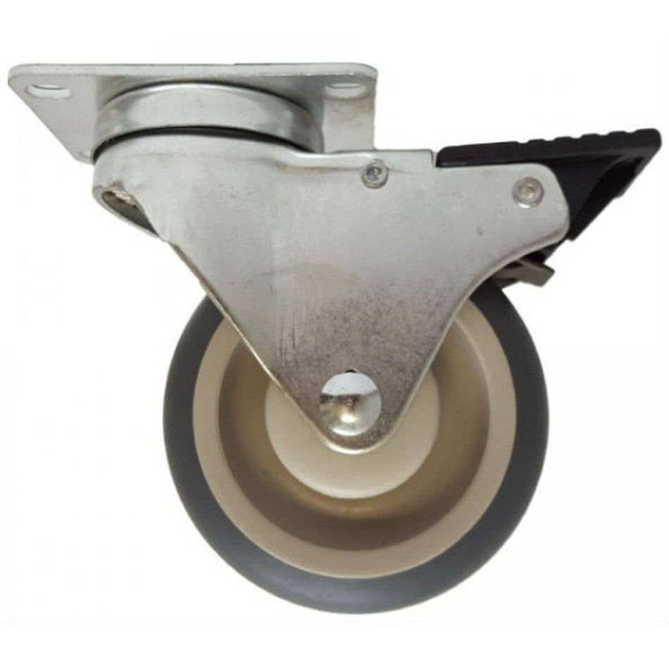 4" x 1-1/4" Thermo-Pro Thread Stem Caster,Exp Adapter/Plate,Total Lock Brake,250 lbs Capacity - Durable Superior Casters -