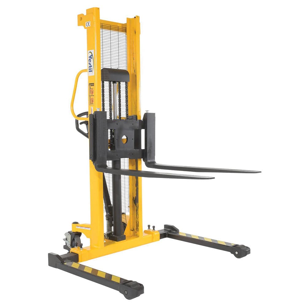 Steel Manual Stacker Adjustable Forks/Legs 2,000 lbs Capacity Yellow - Vestil