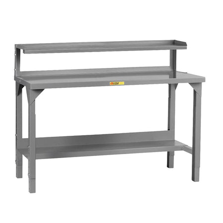 Adjustable Height Welded Steel Workbench with Riser Shelf - Little Giant