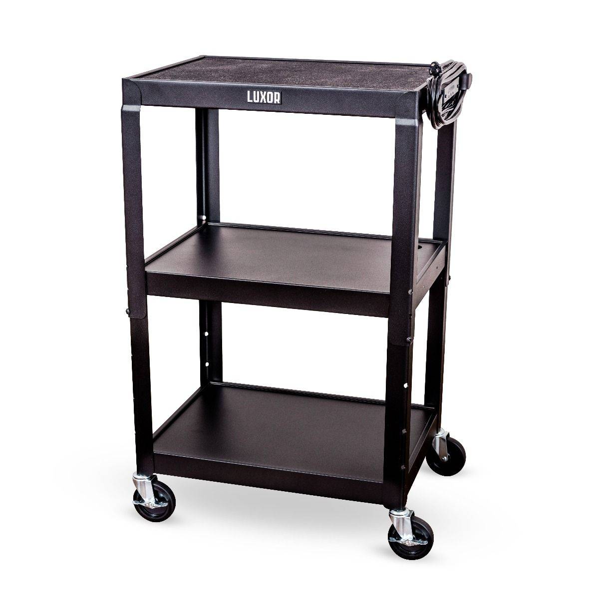 Adjustable Height Steel AV Cart (3 Shelves) - Luxor