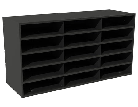 Horizontal Lit Rack, 15 Openings, Black/Tan - Durham