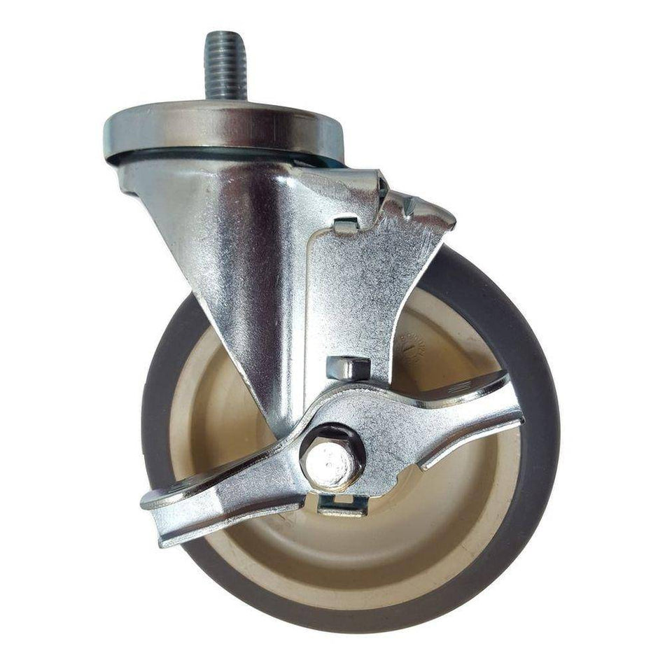5" x 1-1/4" Thermo-Pro Threaded Swivel Stem Caster, Brake (1/2") 300 lbs. Cap - Durable Superior Casters - product view 2