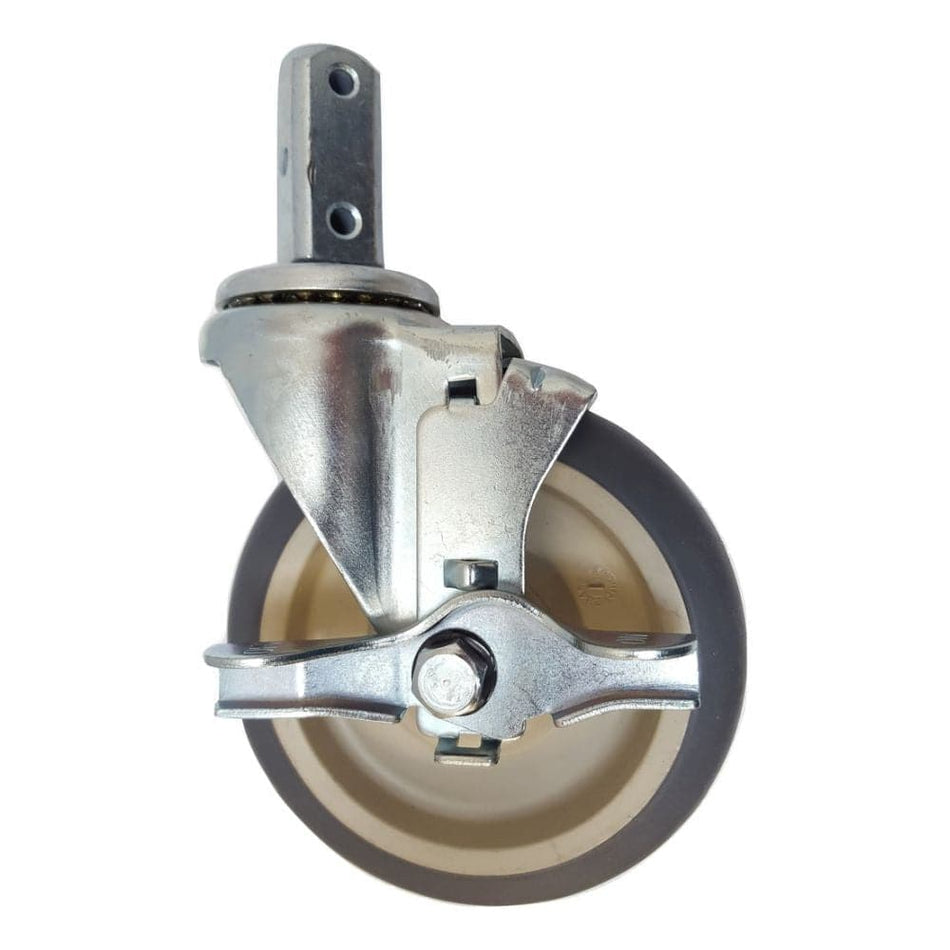 5" x 1-1/4" Thermo-Pro Wheel Square Swivel Stem Caster W/ Brake - 300 lbs. Cap. - Durable Superior Casters