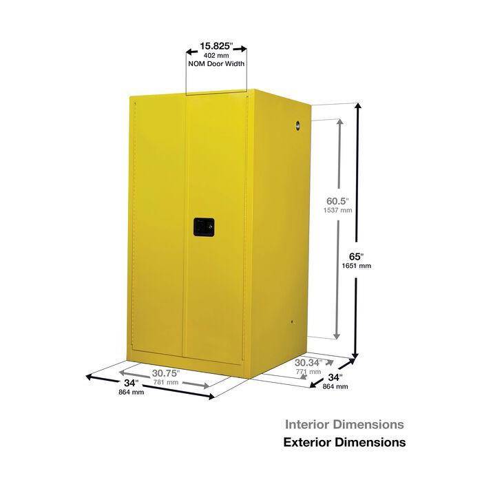 Sure-Grip Ex Flammable Safety Cabinet, Cap. 60 Gallons, 2 Shelves, 2 m-c Doors - Justrite