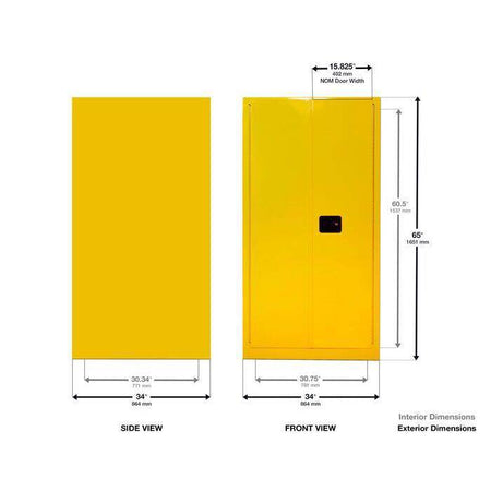 Sure-Grip Ex Vertical Drum Safety Cabinet, Rollers, 55 Gal, 2 S/C Dr - Justrite